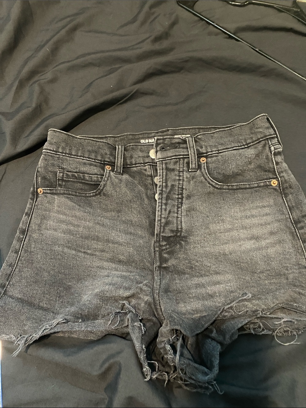Old Navy Washed Black Denim Frayed Cutoff Shorts